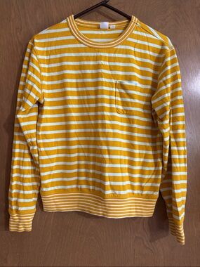 GAP Yellow & Light Teal Striped Crewneck Sweater